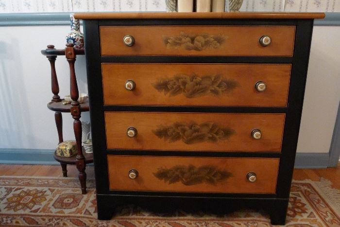 stenciled wood chest