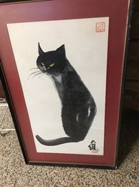 Chinese Cat SIGNED by David KWO Da Wei, notable artist, see next PIC.