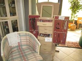 Costume jewelry and armoire jewelry chest