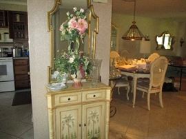 Hand painted cabinet - tall mirror as accent