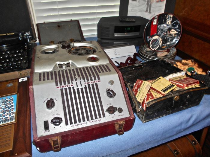 Webster Electronic Memory Machine, Bose Speakers, Harley Plates