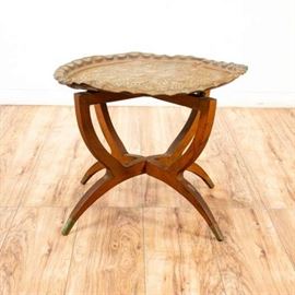 BOHEMIAN HAMMERED COPPER TRAY END TABLE