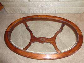 Top of the glass topped coffee table