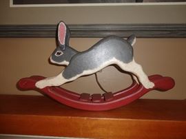 Wooden rabbit rocker - decorative