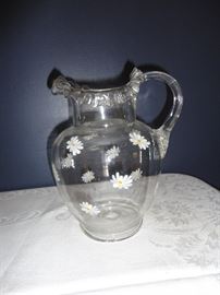 Hand painted reproduction glass pitcher