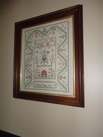 Framed vintage cross stitch