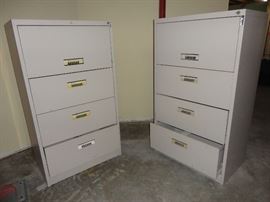 Pair heavy duty metal filing cabinets