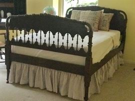 Antique full bed with acorn motif gingerbread 