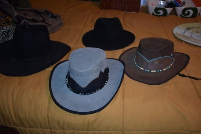 Custom Women's and Men's Western Hats. The one on the right is even lined with Snake Skin! All are like New!