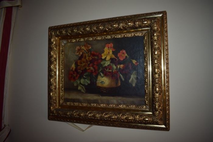 Beautiful Oil Painting in Gorgeous Heavy Gold Gild Frame!