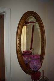 Gorgeous Double Beveled Oval Mirror with Gold Gild Frame