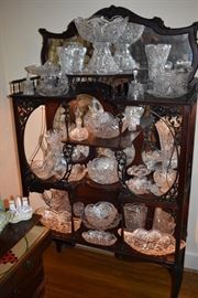 Gorgeous American Brilliant Cut Glass Adorning this Beautiful One of a Kind Etagere'