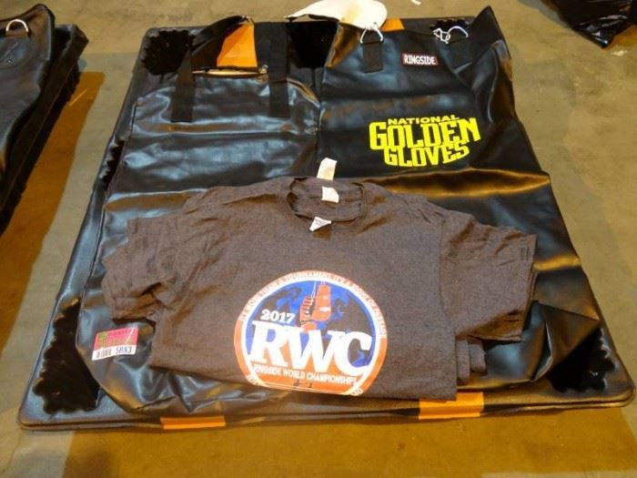 2 Ringside Unfilled Heavy Bags and TShirts