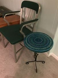 Office Chair and Round Pottery Table.