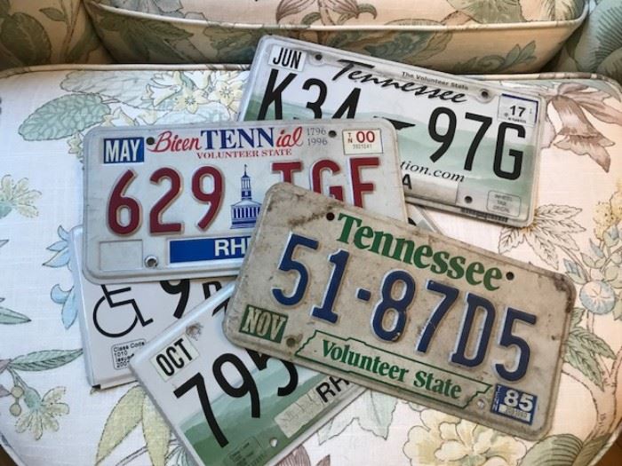 Tennesee License Plates.