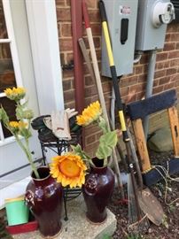Vases and Garden Tools.