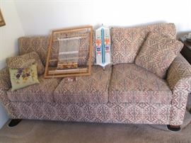 Sleeper Sofa by Ethan Allen. Small "Sara" Loom & Weaving on Sofa