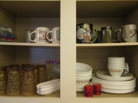 Corelle Dish Set & Tumblers by Anchor Hocking - MCM Honey Gold