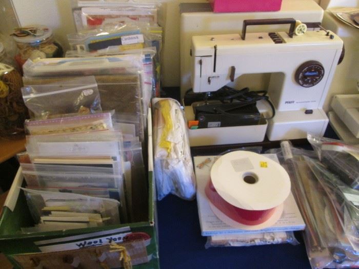 Vintage "Pfaff" Sewing Machine #1209, Synchromatic, German made. + Sewing Notions