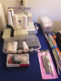 Vintage "Baby Lock" Serger # 605. Lots of Sewing Supplies!