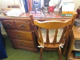 Knee-Hole Desk with Glass Top + Colonial-style Chair