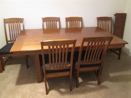 Matching Timberline Table 42" x 72" with an additional 12" leaf; 6 chairs.