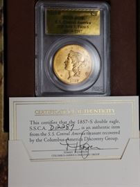 SS Central America Shipwreck 1857 S $20 Double Eagle Gold Coin (PCGS AU58)

