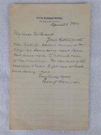 Benjamin Harrison Hand-Written and Hand-Signed Complete Letter
