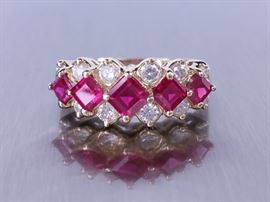 Custom Ruby & Diamond Estate Ring in 14k Gold
