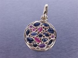 Natural Ruby & Sapphire Pendant in 14k Gold
