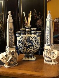 Vintage blue & white porcelain decorative figurines (Rich’s).