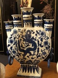 Vintage blue & white porcelain vase.