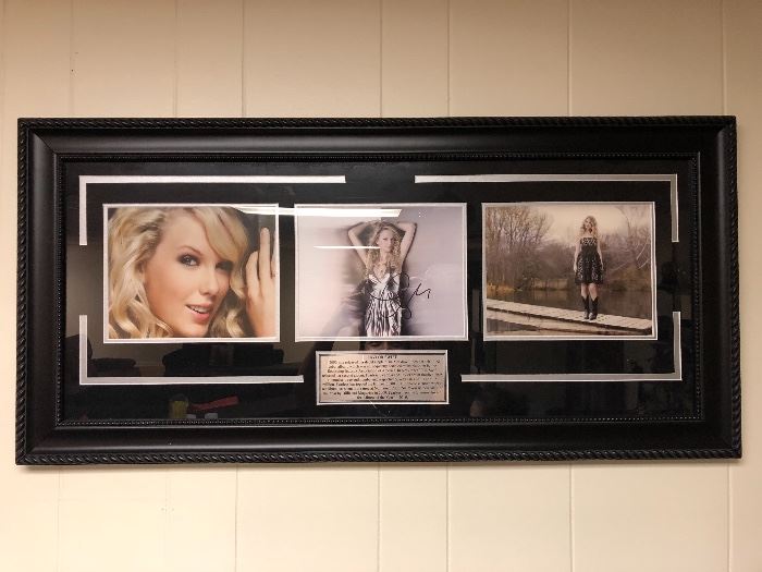Signed framed Taylor Swift picture frame collection.