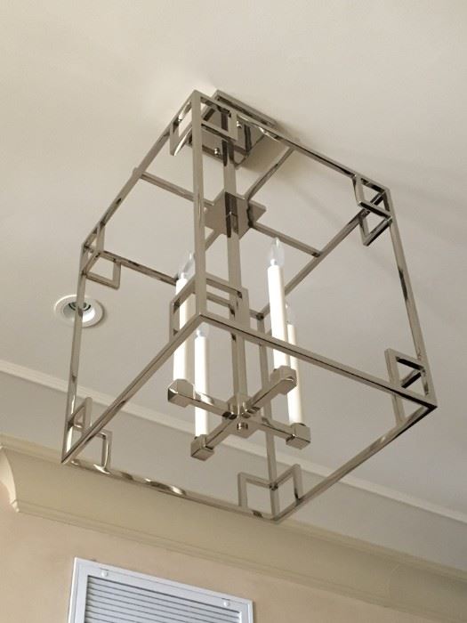 4) Polished Nickel Lantern Style Hall Light Fixture