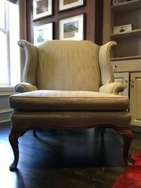 23) Upholstered Wingback Armchairs in Ralph Lauren "Foxberry Plaid" 