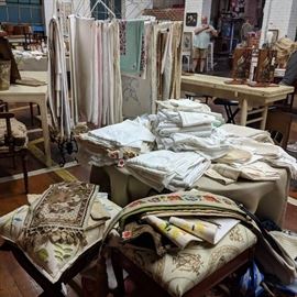 An amazingly huge collection of antique and newer Linens and other items just arrived yesterday from the Hickory state