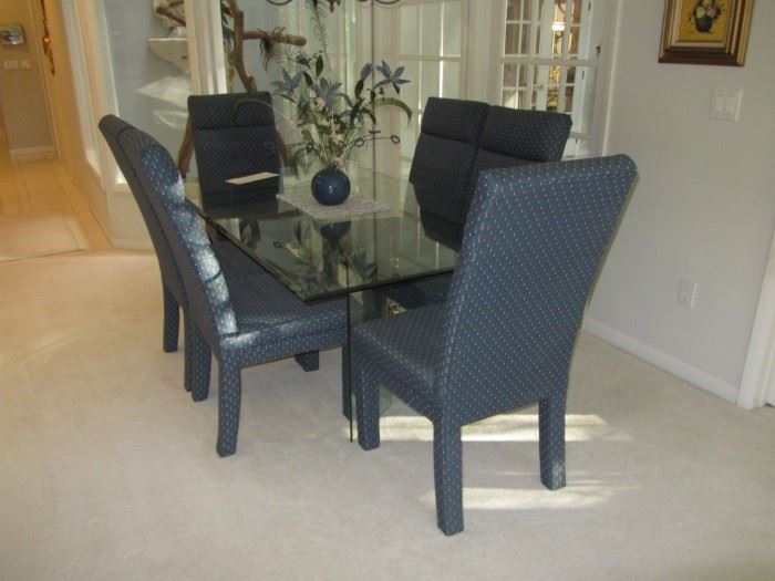 Glass Top Dining Room Table and 6 Chairs
