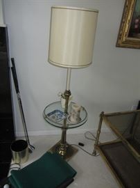 Floor lamp with glass table top