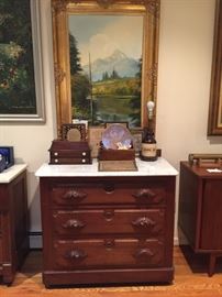 Antique marble top chest