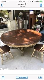 Haberdashery Type 72 inch Round Table with 4 chairs -very good condition