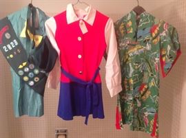 Bedroom #3:  This is just a sample of some of the children's vintage clothes:  a complete junior Girl Scout outfit; an original BUFFY dress by Cinderella (remember the popular 1960's FAMILY AFFAIR TV sitcom with Buffy and her twin Jody?); and a colorful kimono.  