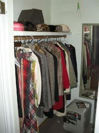 Bedroom #1 (Master):  There are several closets in this room but the walk-in closet has been devoted to individually priced vintage clothes, hats and shoes.  The SENTRY Model 1250 fire proof floor safe  shown on the floor is also for sale.  A sample of just some of the vintage clothing is coming up.  