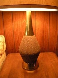 Family Room:  This is one of a pair of mid-century cork and brass lamps.
