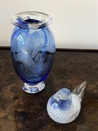 Etched blue glass