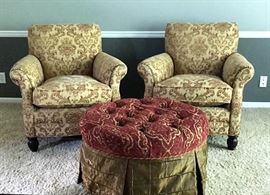 Club Chairs with Ottoman