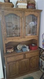 Solid oak hutch lighted