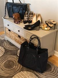 Designer shoes and handbags.