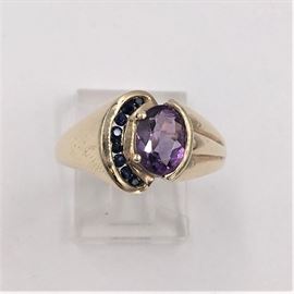 10K Gold with amethyst and black sapphires.