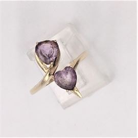 Sweet 14K Gold and amethyst heart shaped gemstones.