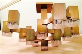 MCM, a rare 17 light, Cubic Sciolari-Lightolier Chandelier 